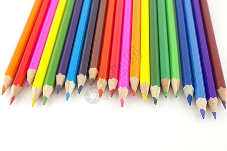 白上彩色铅笔团体创造力学校紫色彩虹木头绘画蜡笔蓝色教育图片