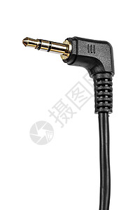 白色背景上的音频微型 JK插件宏观塑料绳索音乐电缆技术电子黑色金属数据图片