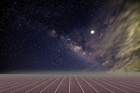 夜间银河天边木质地板和背景科学墙纸乳白色天文学星星场地蓝色宇宙黑色星系图片