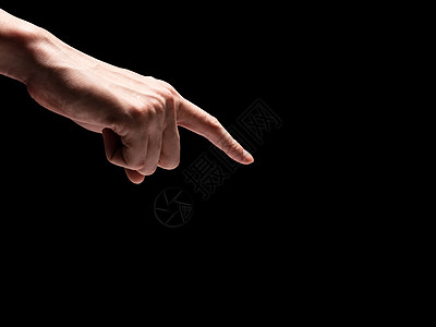 黑背景的男性手 文本空闲空间商业拳头拇指手势身体指针语言手指光标图片
