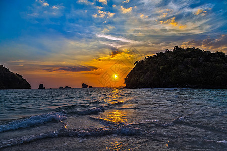 海日落海滩 天堂夜晚岛图片