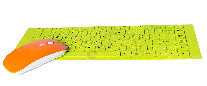 橙色计算机鼠标绿按键字母商业键盘服务店铺按钮橙子技术零售水滴图片