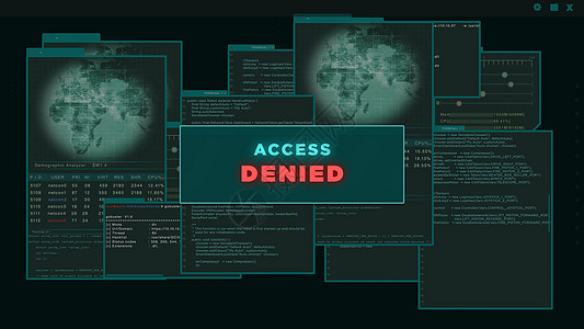 拒绝访问 - HUD 或试图黑入服务器的黑客的虚拟界面图片