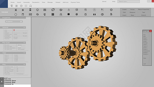 用于 CAD 的软件界面或模拟 3D 齿轮图片