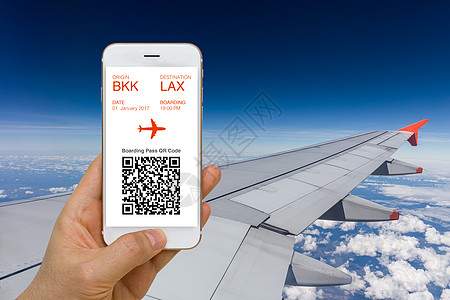 旅行适用电子机票或登机通行通行证概念b/图片