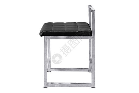 不锈钢椅子 皮革垫被隔绝织物软垫座位皮革小路房子金属装潢家具黑色图片