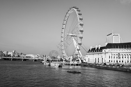 2018年3月 伦敦之眼的黑白照片建筑学天空首都蓝色眼睛黑色摩天轮乘客车轮城市背景