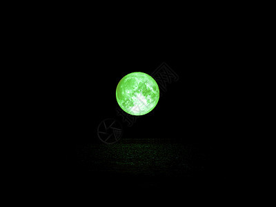 绿月全月和水面光反射图片