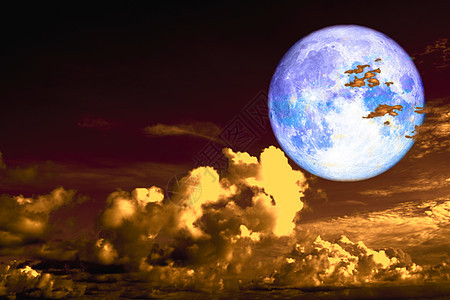 夜空中充满了寒冷的月亮背影云月球墙纸地平线月光反射海景天空血月日落海浪背景图片