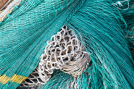 渔网网尼龙码头缠绕软木漂浮港口绳索渔夫旅行钓鱼图片