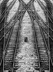 维也纳西站铁路轨迹的黑白图画图片