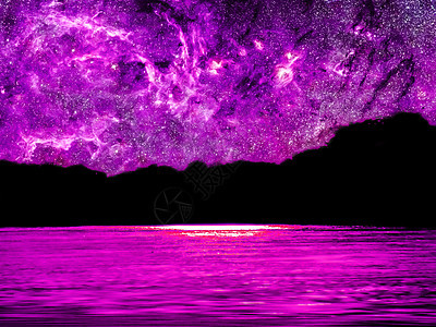 夜晚天空背景中的紫色星系光亮图片
