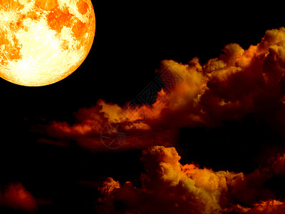 夜里金色天空中的超级血月满月眼睛天气空气云景天堂地平线月亮墙纸金子图片