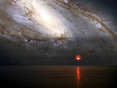 螺旋星系和日落在 se图片