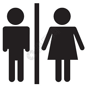 卫生间图标透明背景上的男人和女人图标 平面样式 男人背景