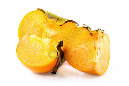 白纸切除叶片的全新闪光和双西蒙切片叶子收成热带树叶柿子水果食物营养橙子图片