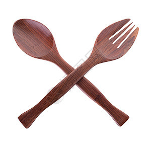 在白色背景上隔离的木制勺子和叉子团体家庭服务商品烹饪吃饭刀具工作美食工艺图片