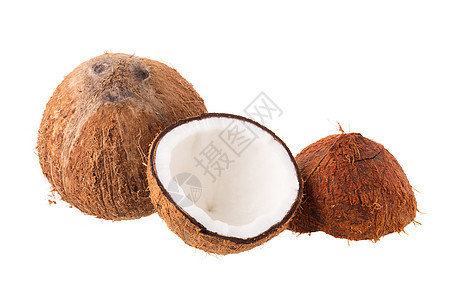 白种背景孤立的石油制备椰子衬垫可可棕榈水果种子萃取乳白色白色肉质食物图片