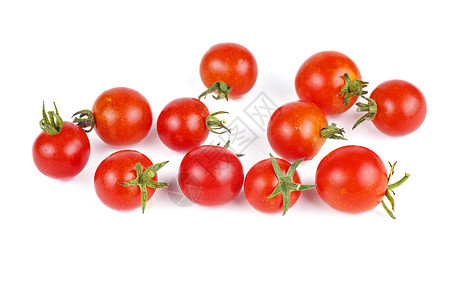 白底樱桃西红柿圆形绿色食物烹饪生产蔬菜水果红色白色图片