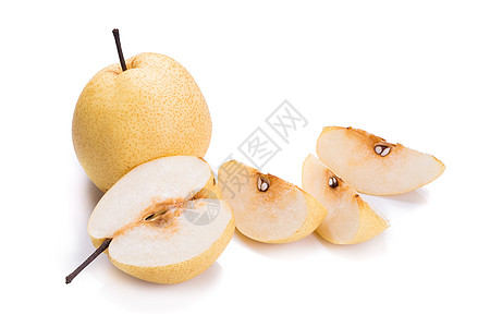白背景的中国梨子水果棕色热带白色食物黄色饮食图片