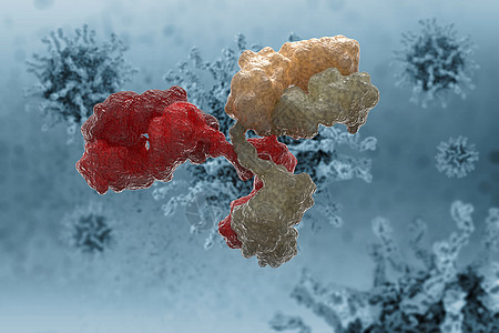 3D插图 用抗体进行病毒细胞移动细菌微生物学生物学药品技术科学3d静脉团体医疗图片