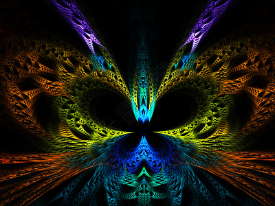 七彩分形蝴蝶艺术插图运动框架装饰品活力火焰辉光渲染漩涡图片