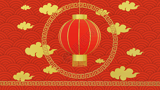 新年装饰元素中国新年贺卡 鼠年 金色和红色的装饰品  3D 风格设计 节日横幅模板装饰元素的概念金子问候语假期海报繁荣艺术插图月球卡片庆典背景