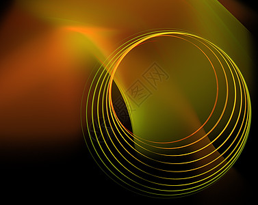 绿色和橙色的圆圈 深色科技背景图片
