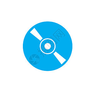 白色背景上的 cd 或 dvd 图标  cd 或 dvd 标志 平面样式电影空白贮存圆圈烧伤插图蓝色袖珍音乐数据图片