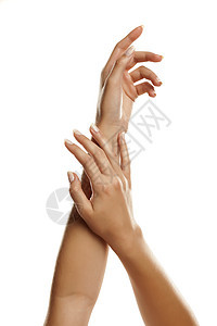 使用手霜 紧紧女性的手皮肤化妆品皮肤科棕榈手臂护理保健手指洗剂润肤图片
