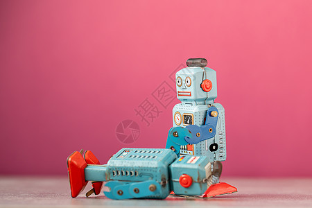 古老的复古机器人锡玩具小说控制自动化科学微笑乐趣童年幽默古董塑像图片