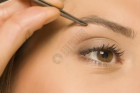 女人挖眉毛程序女士治疗睫毛眼睛头发眉头工具女孩采摘图片