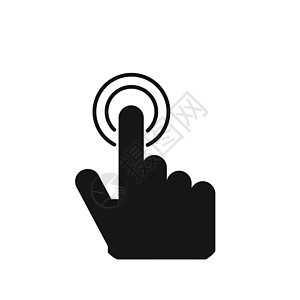 白色背景上带有触摸图标的手技术光标网站黑色手指电脑网络插图界面商业图片
