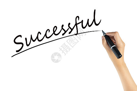 用孤立在白色背景上的黑色记号笔手写单词成功 成功概念的企业目标图片