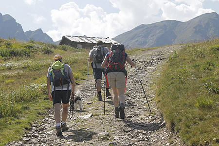 登山男人悬崖顶峰远足远足者运动游客日落挑战农村图片