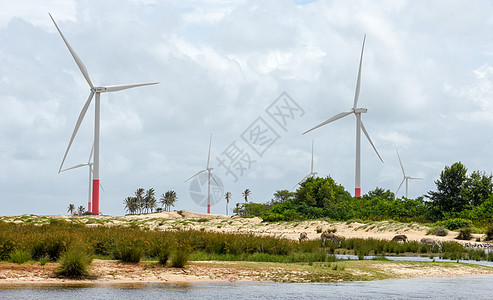 阿廷斯附近的 伦科瓦马兰汉斯沙丘上的风车 B自然资源海岸商业目的地海滩涡轮经济环境干旱旅行图片