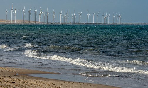 巴西风力农场气候沙丘涡轮机自然资源沙漠经济目的地爬坡环保商业图片