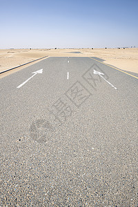 沙漠中的道路沙丘沥青空路农村运输蓝色地平线路线场景孤独图片