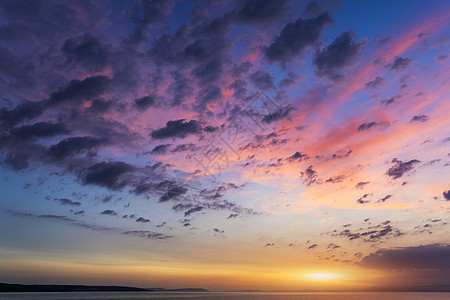 美丽的日落或海面上的日出 热带日落或苏海景天空反射阳光夕阳海洋全景墙纸戏剧性假期图片