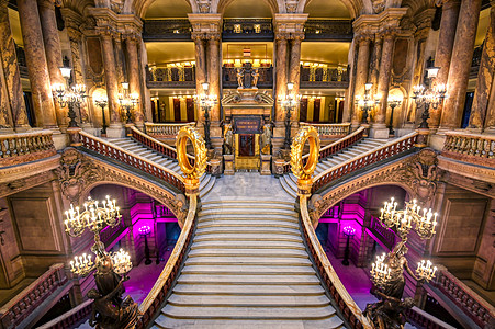 法国巴黎加尼耶宫游客艺术大厅楼梯大理石风格地标歌剧院门厅旅游图片
