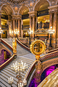 法国巴黎加尼耶宫旅游旅行地标艺术歌剧歌剧院大厅楼梯大理石国家图片