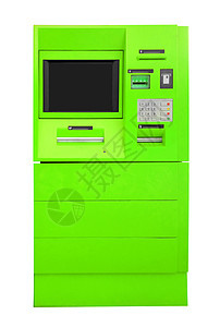 ATM 银行取款机  绿色按钮屏幕货币展示商业小路剪裁交易键盘出纳员图片