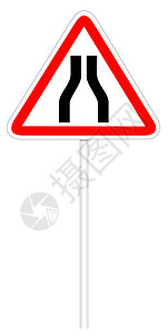 警告交通标志道路狭窄街道横幅插图危险运输信号安全建造3d注意力图片