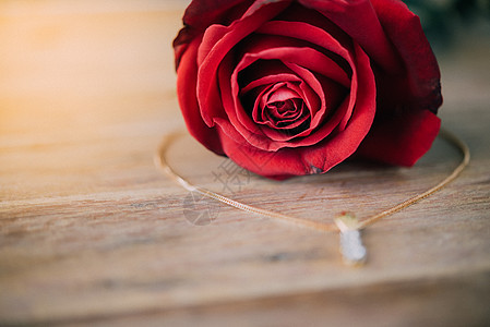 情人节木地板上的红玫瑰花假期木头礼物桌子纪念日婚礼女孩花园工作室周年图片