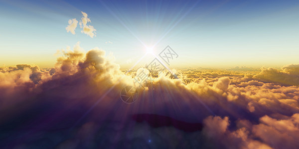 日落时云层上空的美丽空中风景环境全景3d旅行阳光航班太阳天空蓝色气氛图片