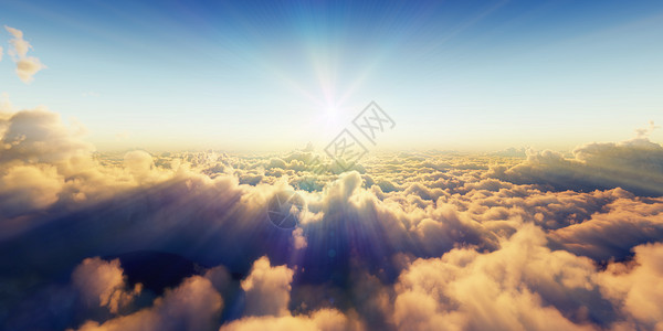 日落时云层上空的美丽空中风景环境旅行阳光空气天堂天空地平线太阳蓝色气氛图片