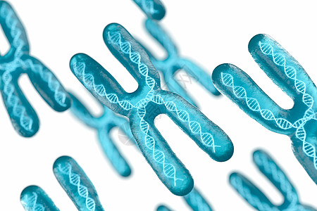 具有白色 background3d 渲染的染色体技术微生物学显微镜化学药品克隆医学生物学蓝色染色质图片