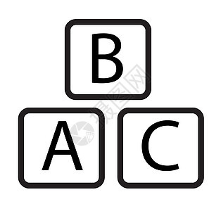 白色背景上的 abc 块图标  abc 方块标志字母生长教育幼儿园婴儿童年学校建造知识立方体图片