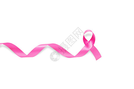 粉红丝带隔离在白色背景与剪裁路径乳腺癌意识符号图片