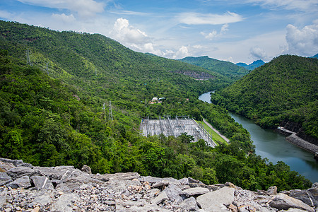 Srinakarin大坝周围的浏览量技术观光工程峡谷旅游流动波峰岩石阳光车站图片